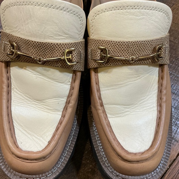 Sam Edelman Lennon Tan Two-Tone Horsebit Loafer Mules Women’s 8 | Chunky Slip-On - Picture 6 of 10